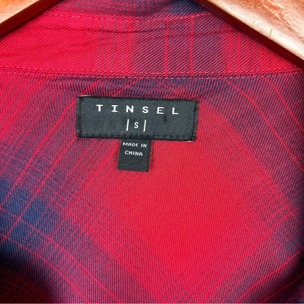 NWT stich fix Tinsel rayon blend plaid long sleeve button down shirt S relaxed